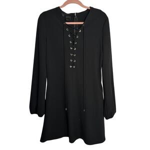 Pinko Affabile Abito Lace Up Black Mini Dress Women's Medium